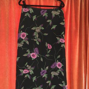 Black Floral Midi/ Maxi Skirt